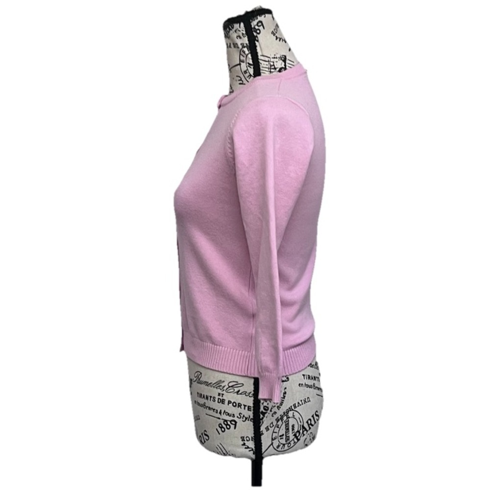 Pink Knit Cardigan Sweater XS 3/4 Sleeve Button Front Soft Girl Coquette Preppy - Picture 4 of 7